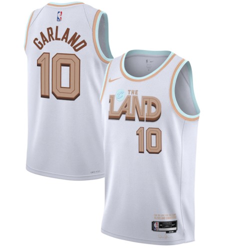 Men's Cleveland Cavaliers #10 Darius Garland 2022/2023 White City Edition Stitched Basketball Jersey